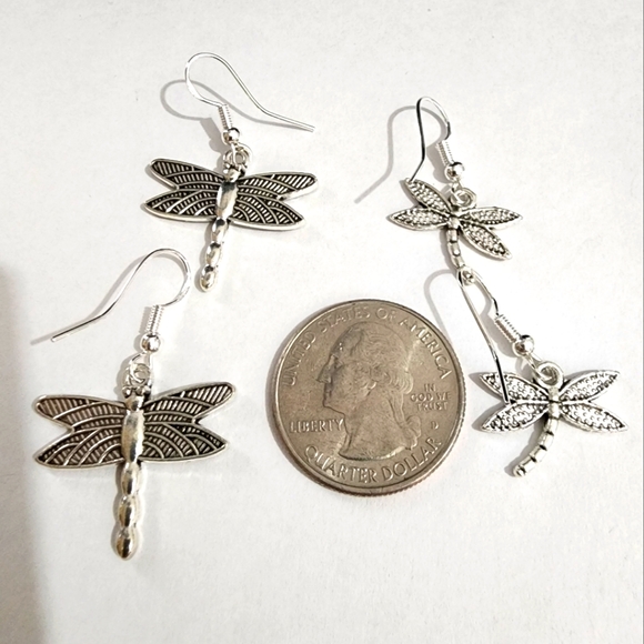 Silver Dragonfly Earring  set B - Picture 4 of 5